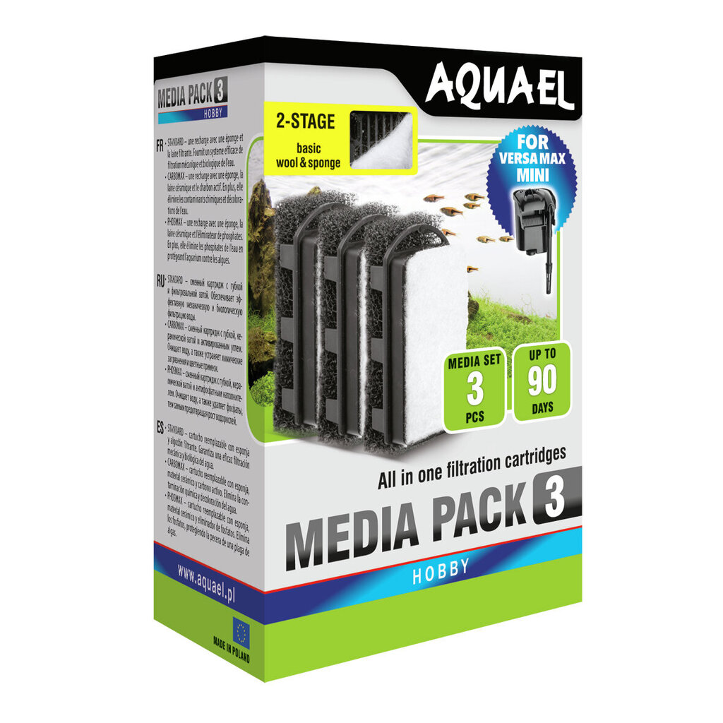 Pakaitinės filtro kasetės Aqueal Mini Standard Media, 3 vnt. kaina ir informacija | Akvariumai ir jų įranga | pigu.lt