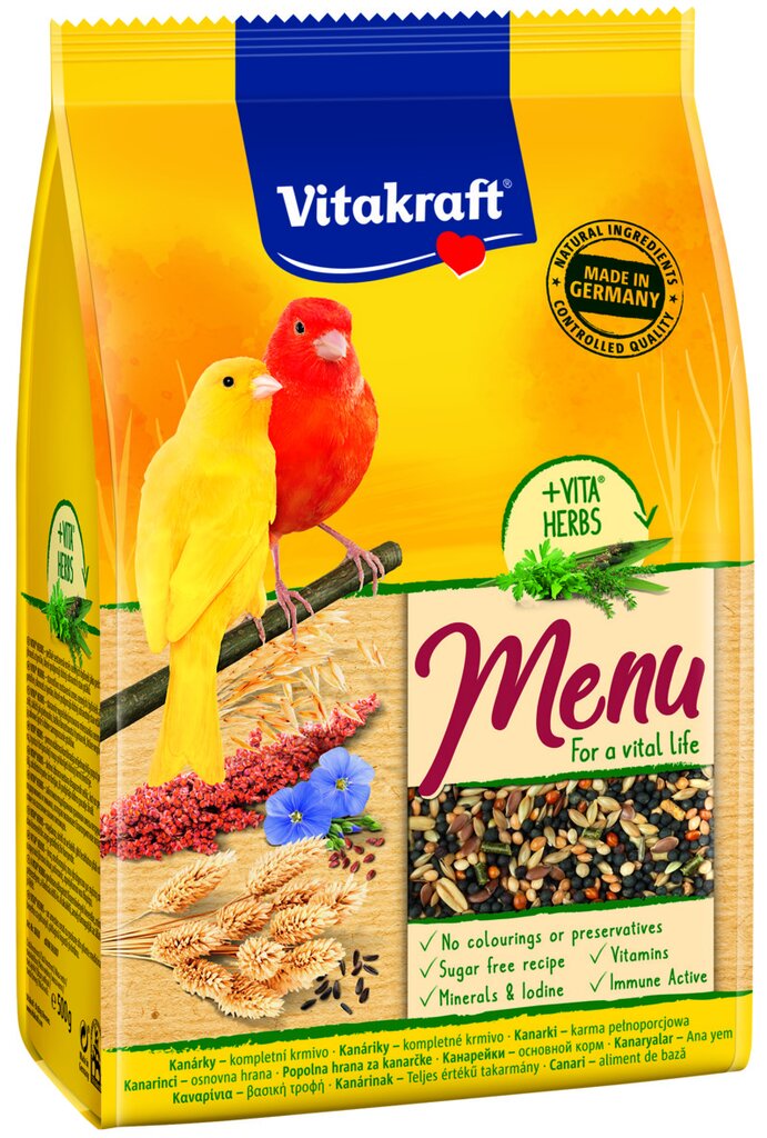 Vitakraft premium menu maistas kanarėlėms, 500g kaina ir informacija | Lesalas paukščiams | pigu.lt