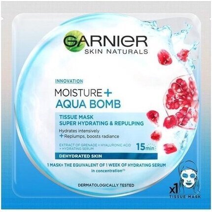 Veido kaukė Garnier Skin Naturals Moisture+ Aqua Bomb 32 g kaina ir informacija | Veido kaukės, paakių kaukės | pigu.lt