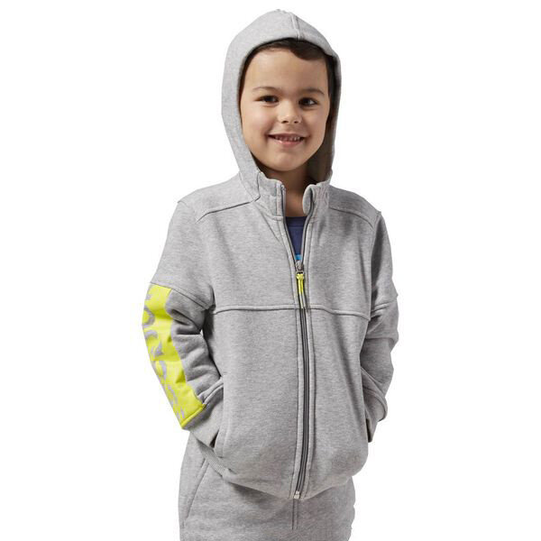 Vaikiškas džemperis su gobtuvu Reebok B ES FL FZ HDY, pilkas kaina ir informacija | Megztiniai, bluzonai, švarkai berniukams | pigu.lt
