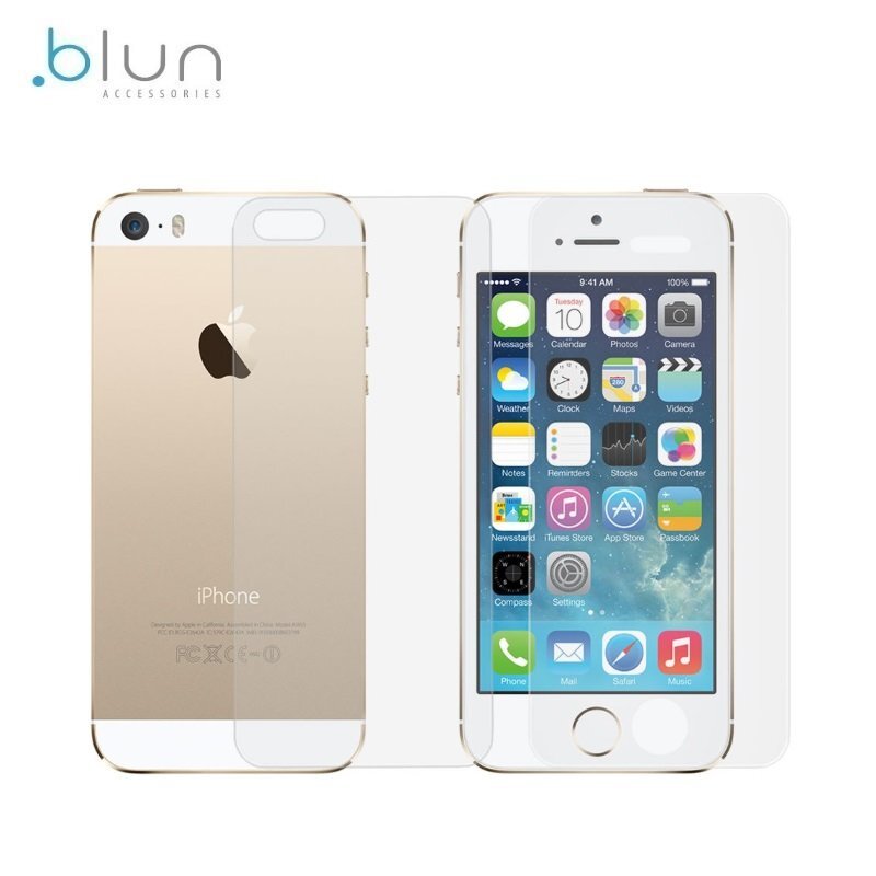 Apsauginis stiklas Blun skirtas Apple iPhone 5/5S/SE + apsauga nugarėlei цена и информация | Apsauginės plėvelės telefonams | pigu.lt