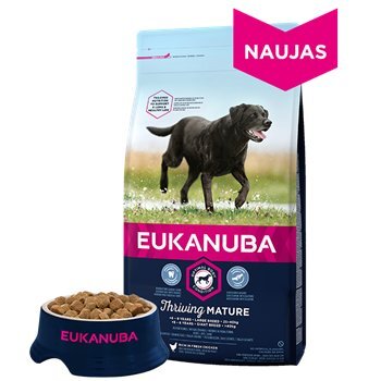 Eukanuba didelių veislių brandžių šunų , virš 7 metų, sausas pašaras su šviežia vištiena 15 kg kaina ir informacija | Sausas maistas šunims | pigu.lt