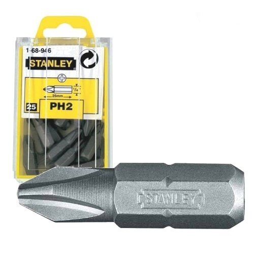 Kryžminiai antgaliai Stanley, PH2 25mm ,25 vnt., 1-68-946 kaina ir informacija | Mechaniniai įrankiai | pigu.lt