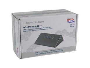 LC-POWER - HUB USB 3.0 AKTYWNY LC-HUB-ALU-2B-4 цена и информация | Адаптеры, USB-разветвители | pigu.lt