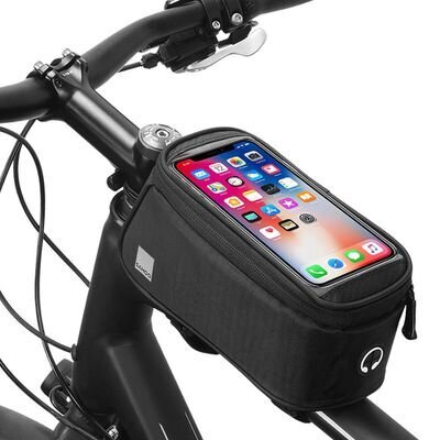 Dviračio laikiklis su užtrauktuku vandeniui atsparus 1.5L SAHOO / Single Zipper Pocket Bike Frame Bag with Universal Smartphone Top Holder Case kaina ir informacija | Krepšiai, telefonų laikikliai | pigu.lt