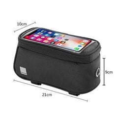 Dviračio laikiklis su užtrauktuku vandeniui atsparus 1.5L SAHOO / Single Zipper Pocket Bike Frame Bag with Universal Smartphone Top Holder Case kaina ir informacija | Krepšiai, telefonų laikikliai | pigu.lt