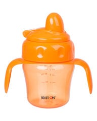 Nelašantis puodelis su minkštu snapeliu BRITTON, 150 ml, oranžinis kaina ir informacija | Buteliukai kūdikiams ir jų priedai | pigu.lt