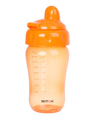Nelašantis buteliukas su minkštu snapeliu BRITTON, 270 ml, oranžinis kaina ir informacija | Buteliukai kūdikiams ir jų priedai | pigu.lt