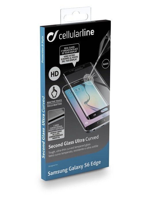 Samsung Galaxy S6 Edge curved screen GLASS by Cellular Black kaina ir informacija | Priedai telefonams | pigu.lt