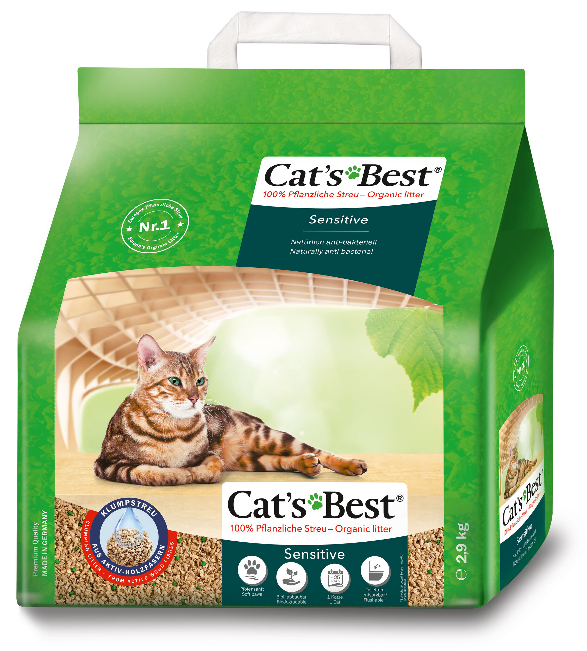 Cat's Best granuliuotas sulimpantis kraikas katėms Sensitive,8l