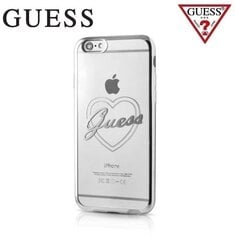 GUESS GUHCP7TRHS Signature Heart Супер тонкий прочный силиконовый Чехол-крышка Apple iPhone 7 4.7inch Прозрачно Серебристый цена и информация | Чехлы для телефонов | pigu.lt