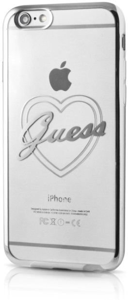 Apsauginis dėklas GUESS Signature Heart skirtas Apple iPhone 7 4.7", Skaidri/Sidabrinė kaina ir informacija | Telefono dėklai | pigu.lt