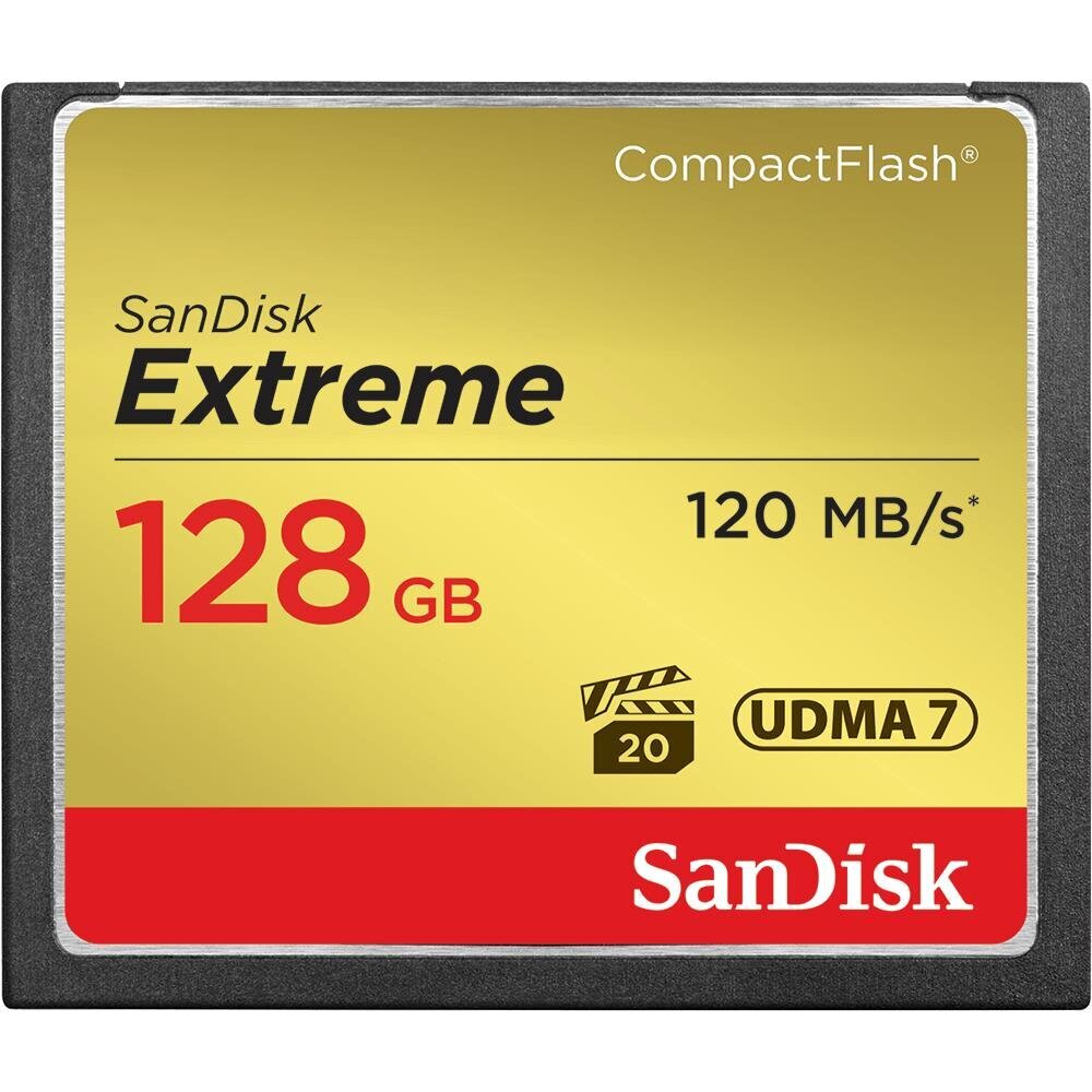 SanDisk Extreme CF 128GB 120/85 Mbps kaina ir informacija | Atminties kortelės fotoaparatams, kameroms | pigu.lt