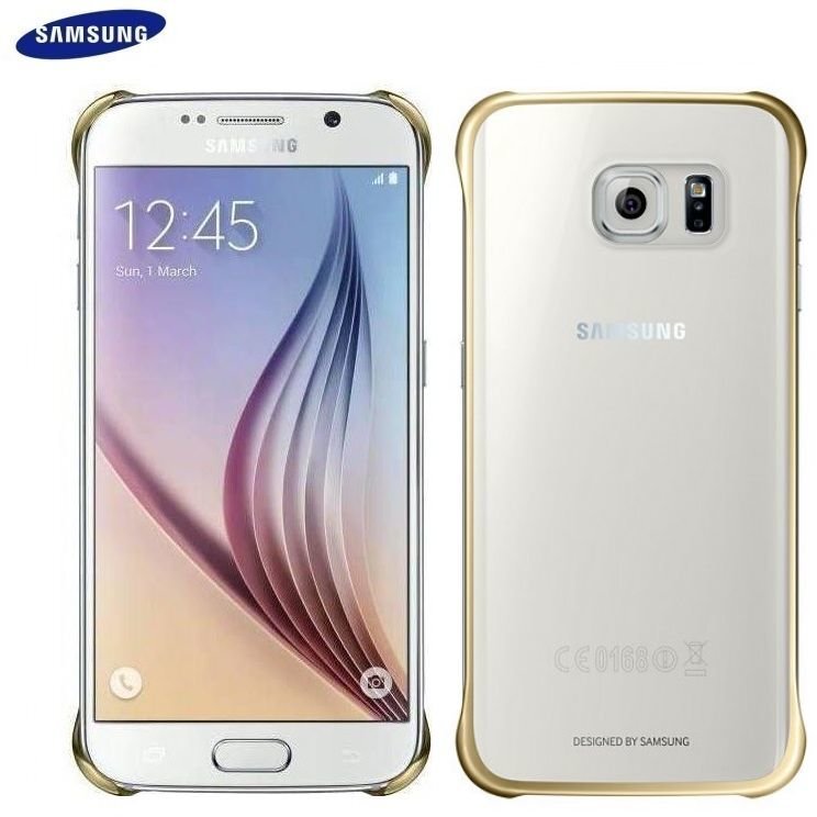 Apsauginis dėklas Samsung Super Slim Back Case skirtas Samsung Galaxy S6 (G920), Skaidrus/Auksinis (OEM) kaina ir informacija | Telefono dėklai | pigu.lt