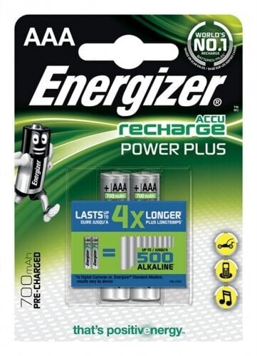 Elementai Energizer Power Plus, AAA, HR03, 1.2 V, 700mAh, 2vnt. kaina ir informacija | Elementai | pigu.lt