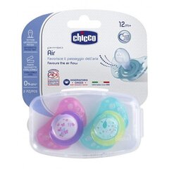 Silikoninis čiulptukas Chicco Physio Air, rožinis 12 mėn. 2 vnt. цена и информация | Пустышки | pigu.lt