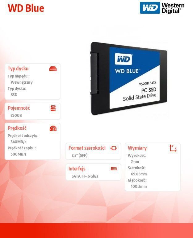 Western Digital Blue WDS250G1B0A kaina ir informacija | Vidiniai kietieji diskai (HDD, SSD, Hybrid) | pigu.lt