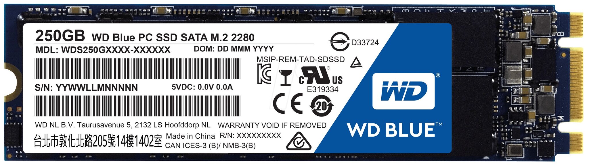 Western Digital SSD 250GB M.2 SATAIII WDS250G1B0B цена и информация | Vidiniai kietieji diskai (HDD, SSD, Hybrid) | pigu.lt