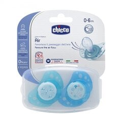 Silikoninis čiulptukas Chicco Physio Air, mėlyna 0 mėn. 2 vnt. цена и информация | Пустышки | pigu.lt