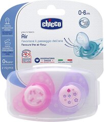 Silikoninis čiulptukas Chicco Physio Air, rožinis 0 mėn. 2 vnt. kaina ir informacija | Chicco Vaikams ir kūdikiams | pigu.lt