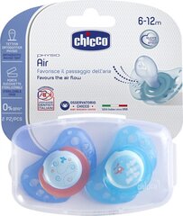 Silikoninis čiulptukas Chicco Physio Air, mėlyna 6 mėn. 2 vnt. цена и информация | Пустышки | pigu.lt