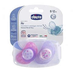 Silikoninis čiulptukas Chicco Physio Air, rožinis 6 mėn. 2 vnt. цена и информация | Пустышки | pigu.lt