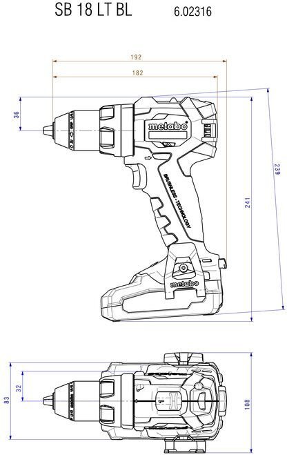 Metabo SB 18 LT BL kaina ir informacija | Suktuvai, gręžtuvai | pigu.lt