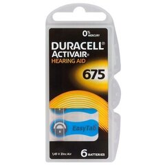 Батарейки для слуховых аппаратов Duracell ActivAir 675, 6 шт. цена и информация | Батарейки | pigu.lt