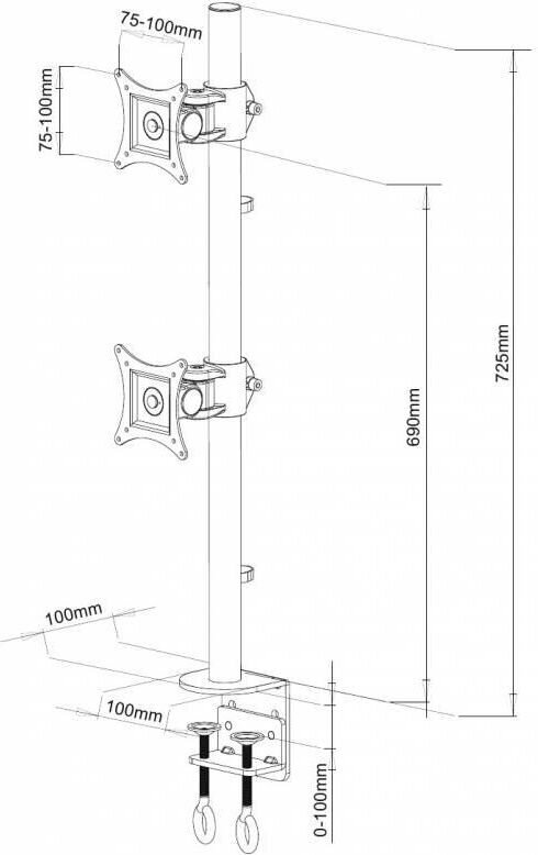 Techly ICA-LCD 350-D 13-27” kaina ir informacija | Televizorių laikikliai, tvirtinimai | pigu.lt