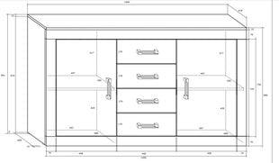 Komoda Verin 2D4S, balta/juoda kaina ir informacija | Komodos | pigu.lt