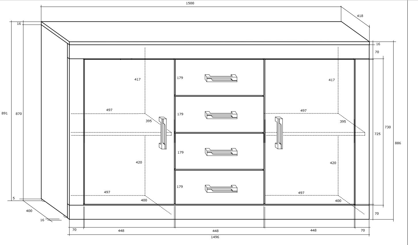 Komoda Verin 2D4S, ąžuolo/rudos spalvos цена и информация | Komodos | pigu.lt