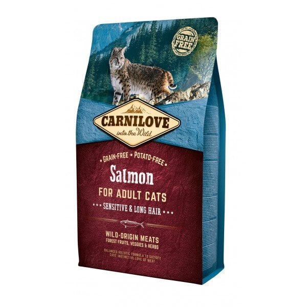 Carnilove ilgaplaukėms ir turinčioms jautrų virškinimą katėms su lašiša​, 400 g kaina ir informacija | Sausas maistas katėms | pigu.lt