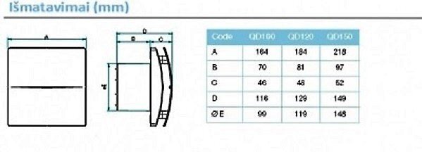 Vonios ištraukimo ventiliatorius Aerauliqa QD100 kaina ir informacija | Vonios ventiliatoriai | pigu.lt