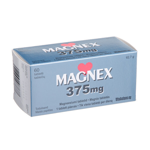 Maisto papildas Magnex 375 mg, 60 tablečių цена и информация | Vitaminai, maisto papildai, preparatai imunitetui | pigu.lt