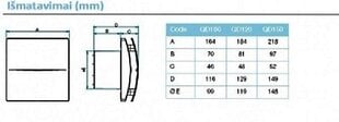 Вытяжной вентилятор для ванной AERAULIQA QD120 цена и информация | Вентиляторы для ванной | pigu.lt