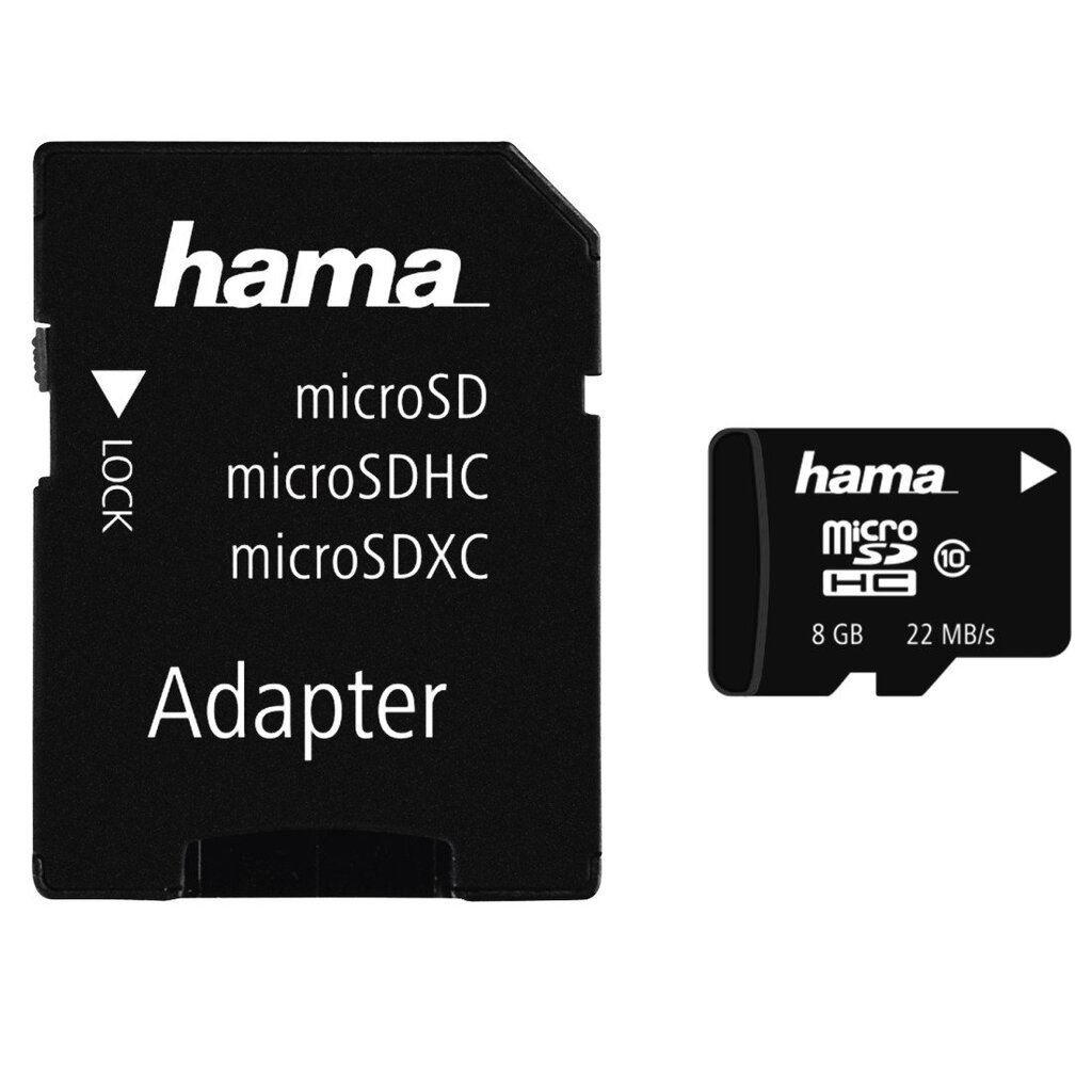 Hama MicroSDHC 8GB kaina ir informacija | Atminties kortelės fotoaparatams, kameroms | pigu.lt
