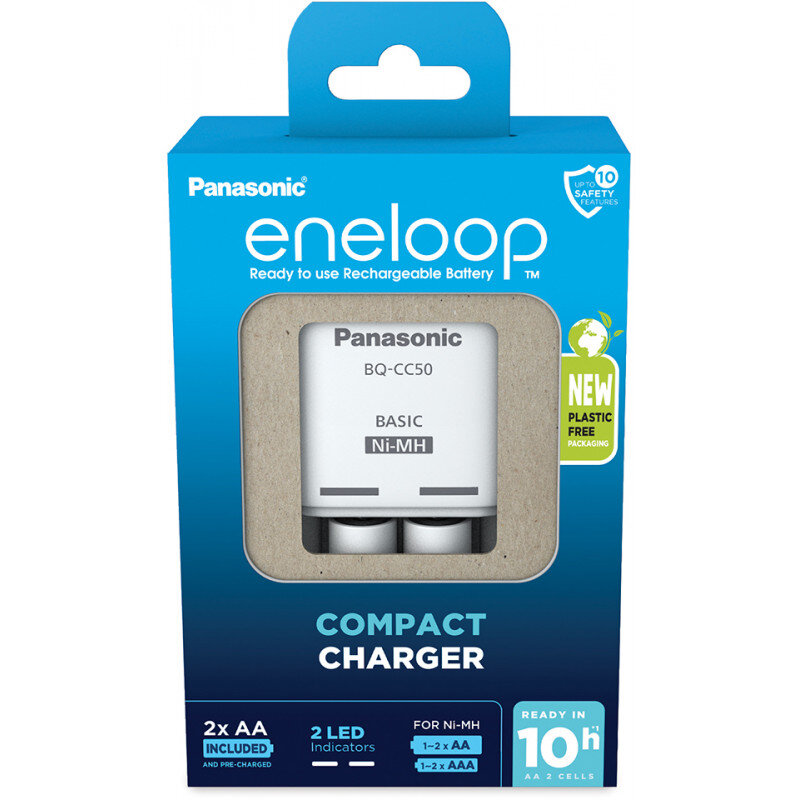 Panasonic eneloop battery charger BQ-CC50 + 2x1900 kaina ir informacija | Akumuliatoriai fotoaparatams | pigu.lt