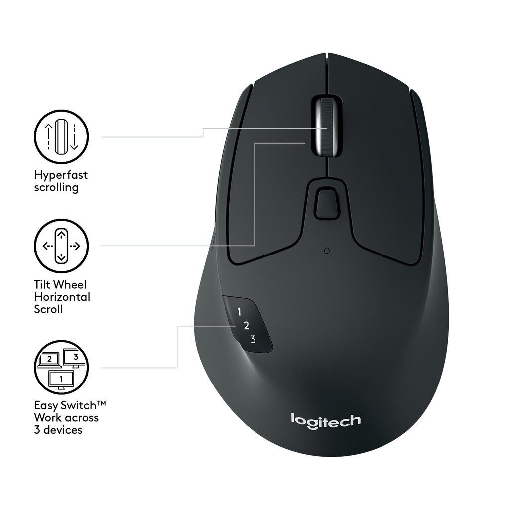 Logitech M720, juoda kaina ir informacija | Pelės | pigu.lt