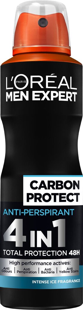 Purškiamas dezodorantas vyrams L'Oreal Paris Men Expert Carbon Protect 150 ml kaina ir informacija | Dezodorantai | pigu.lt