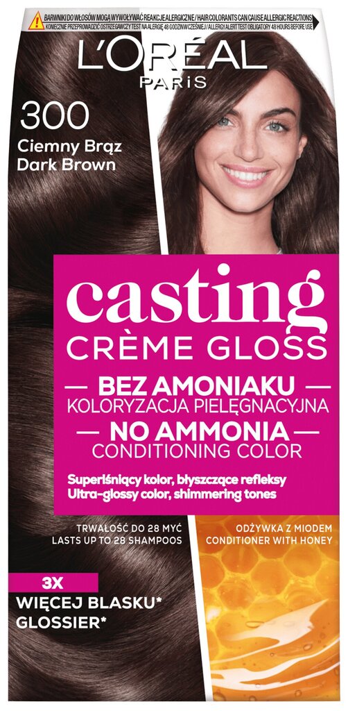 Plaukų dažai L'Oreal Paris Casting Creme Gloss, 300 Darkest Brown kaina ir informacija | Plaukų dažai | pigu.lt