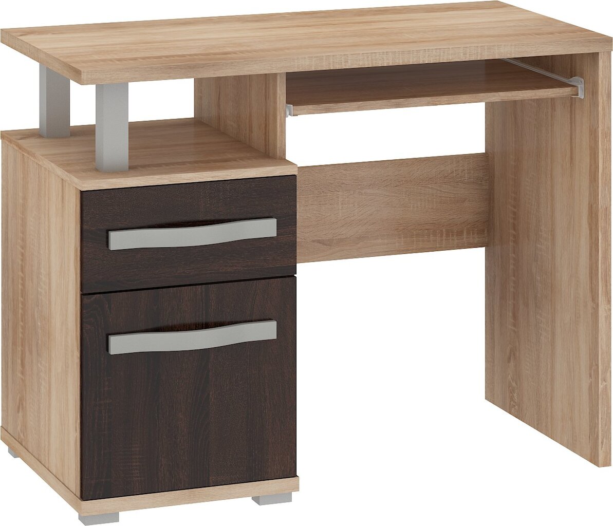 Rašomasis stalas Angel 1D1S, rudos/ąžuolo spalvos kaina ir informacija | Kompiuteriniai, rašomieji stalai | pigu.lt