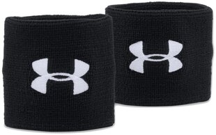 Браслеты Under Armour Opaski na nadgarstek Performance Wristband 1276991-001, черные цена и информация | Товары для большого тенниса | pigu.lt