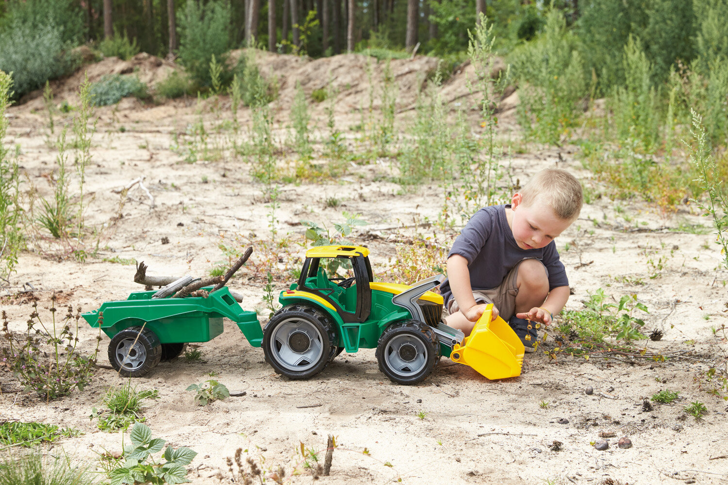 Galingas traktorius su priekaba LENA Giga Trucks, 110 cm kaina ir informacija | Žaislai berniukams | pigu.lt