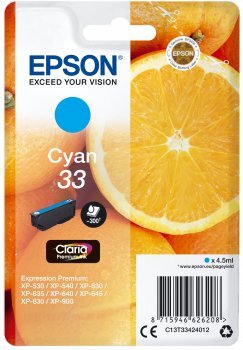 Premium Ink Epson Singlepack Cyan 33 цена и информация | Kasetės rašaliniams spausdintuvams | pigu.lt