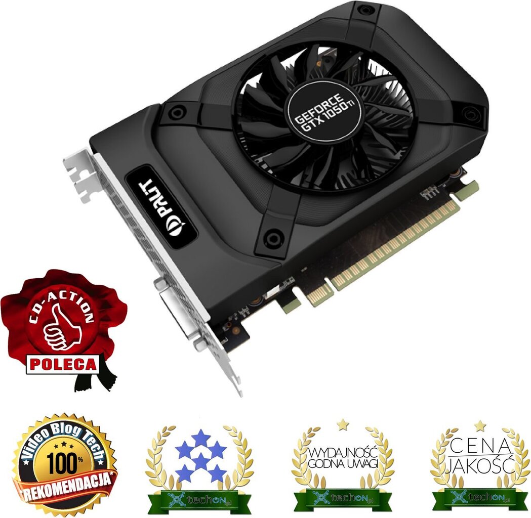Palit GeForce GTX 1050 Ti STORMX 4GB GDDR5 (128 Bit) HDMI, DP, DVI, BOX (NE5105T018G1F) kaina ir informacija | Vaizdo plokštės (GPU) | pigu.lt