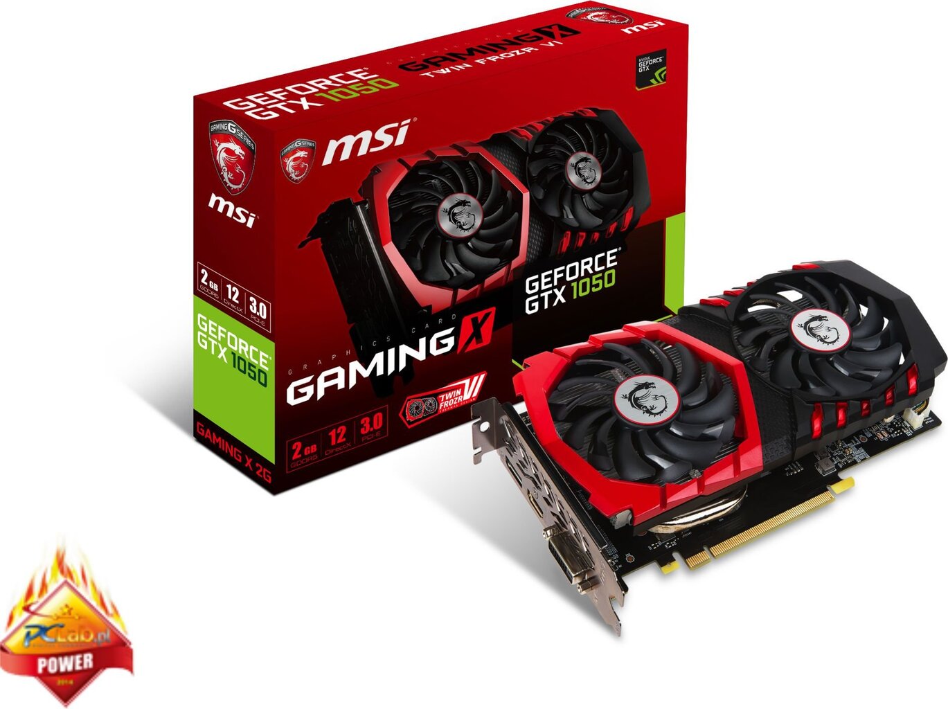 MSI GeForce GTX 1050 GAMING X 2GB GDDR5 (128 Bit) HDMI, DVI-D, DP, BOX kaina ir informacija | Vaizdo plokštės (GPU) | pigu.lt