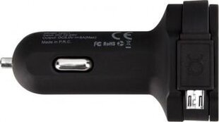 Xqisit ład. sam. 6A Dual USB+microUSB car charger czarny|black 20425 цена и информация | Зарядные устройства для телефонов | pigu.lt