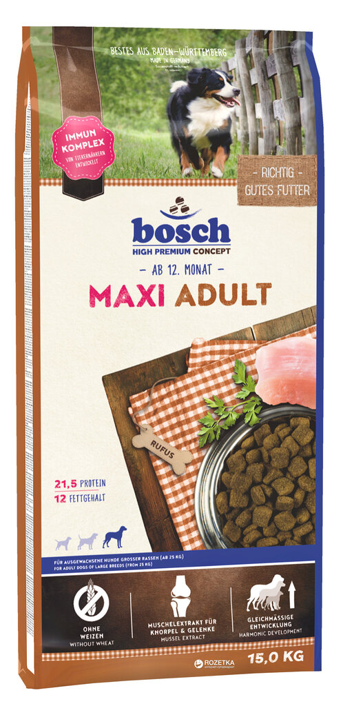 Bosch Petfood Maxi Adult (High Premium) 15 kg kaina ir informacija | Sausas maistas šunims | pigu.lt