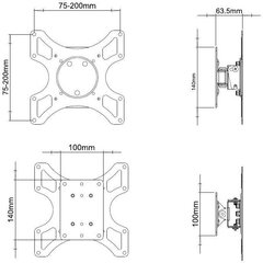  TECHLY 301412 19-37, max 25kg цена и информация | Кронштейны и крепления для телевизоров | pigu.lt