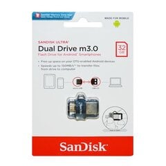 Atmintinė SanDisk - ULTRA DUAL DRIVE m3.0 32GB 150MB/s kaina ir informacija | USB laikmenos | pigu.lt